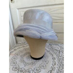 Vintage 50's Straw and Blue Tulle Womens Bucket Hat MOD Fashion